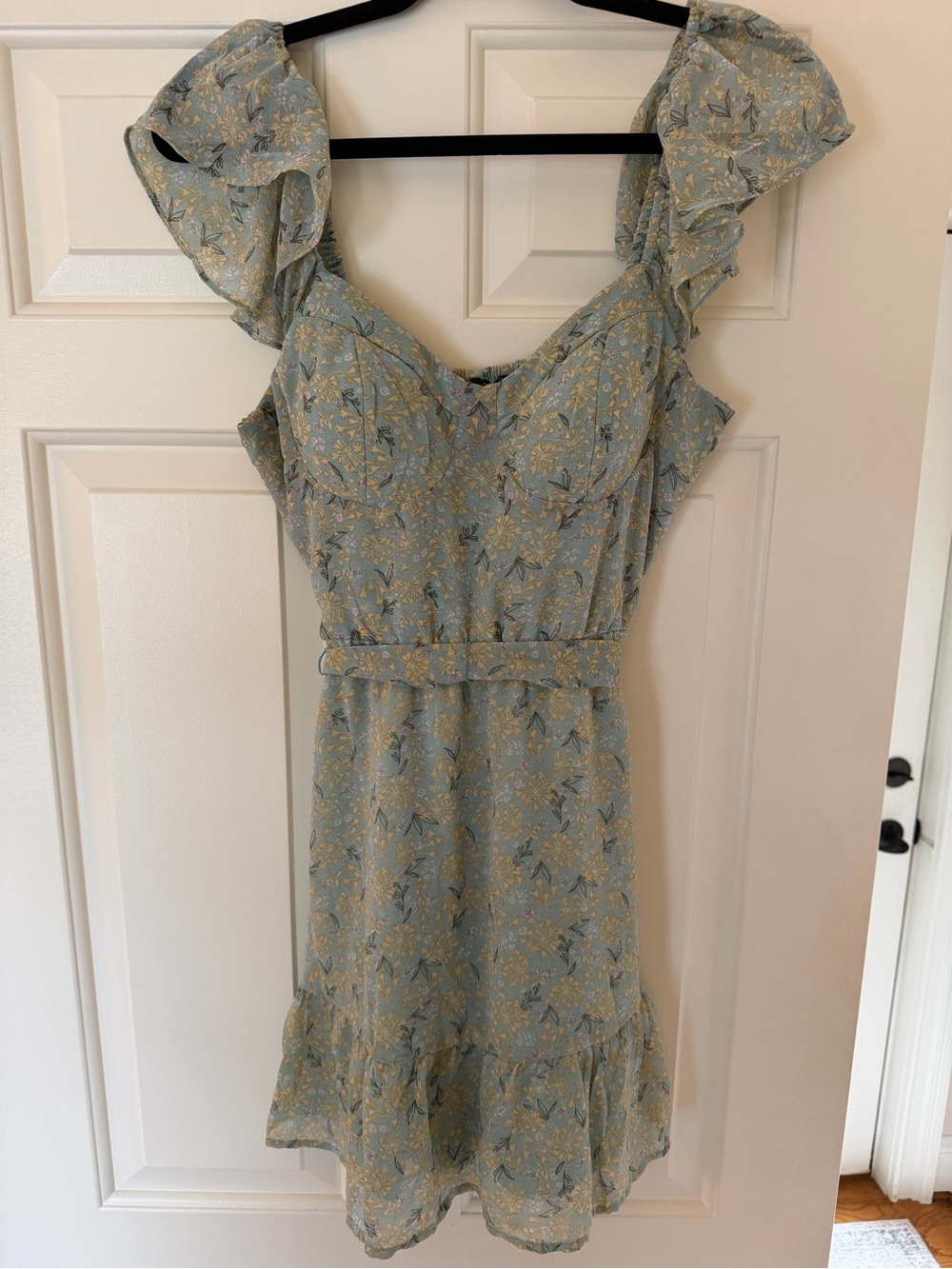 Lily Rose Pastel Blue Floral Ruffle Mini Dress